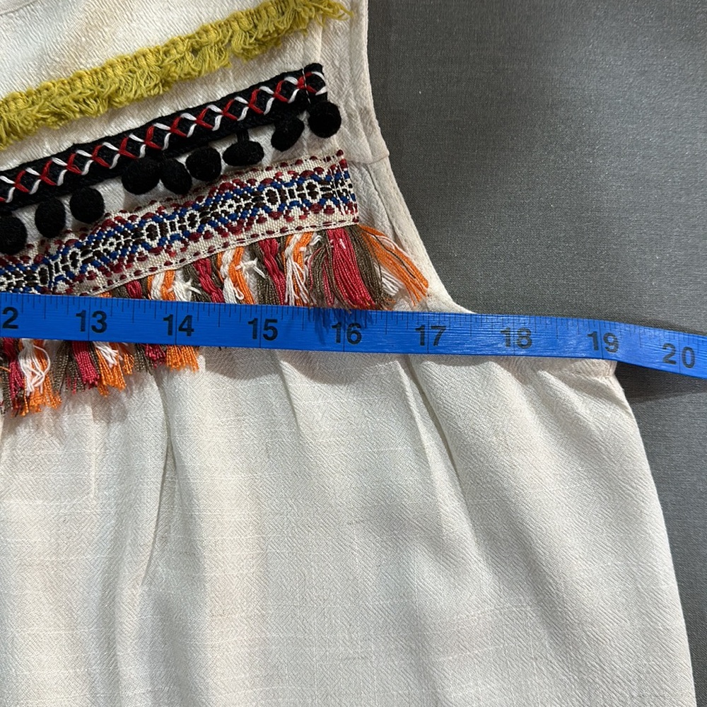 THML Off-White  Boho Sleeveless Top with Multicolor Accents ~ Large - Picture 6 of 9